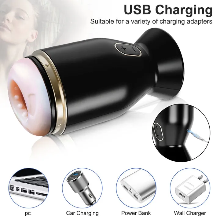 PulseMax 6 Vibration Pattern Rotation 2 in 1 Blowjob Simulator Toy