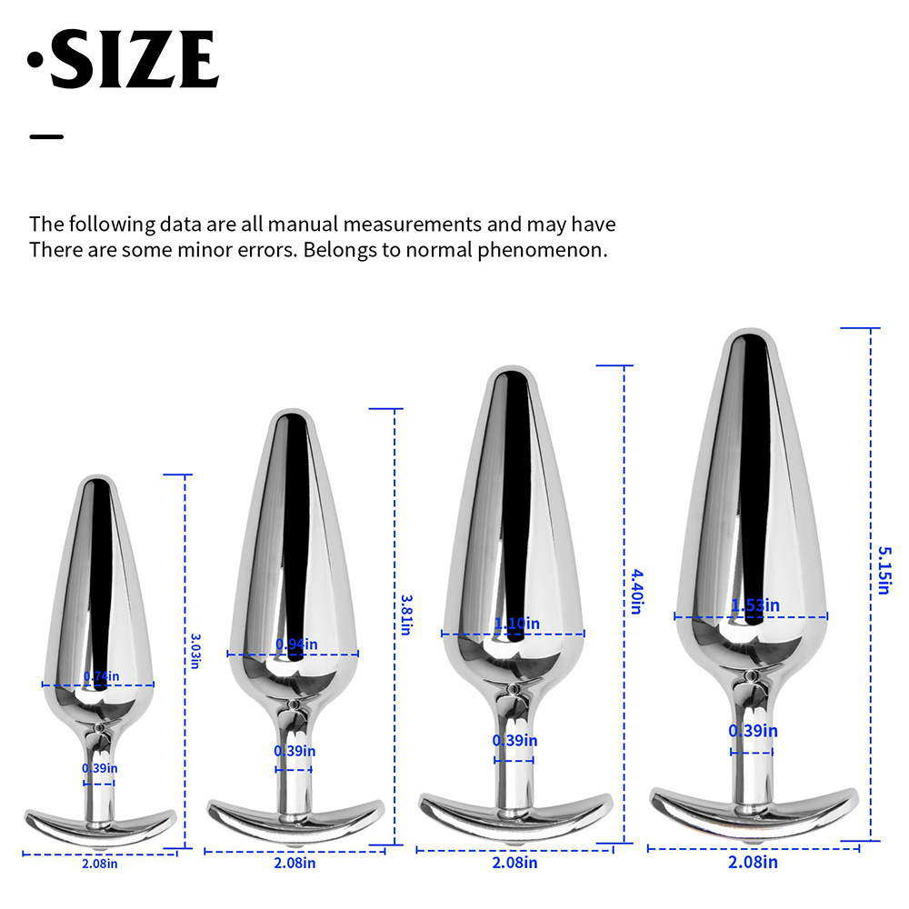 4 PCS Metallic Silver Anal Dilation Anal Plug