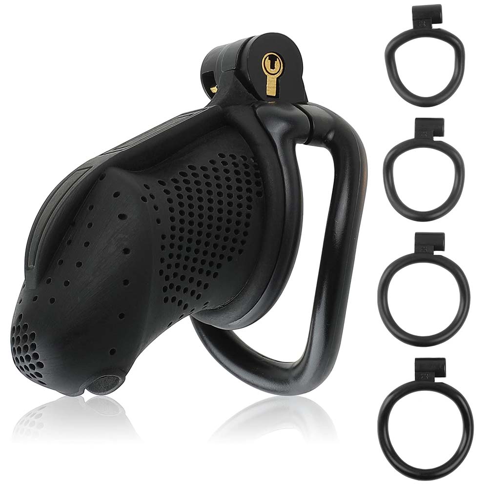 Male Penis Exercise Chastity Lock Belt 4 Removable Rings