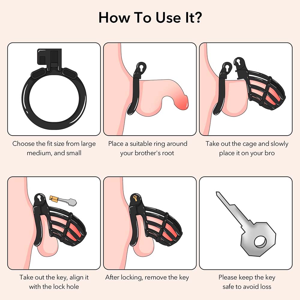 Male Chastity Device Cock - Adult Sex Toy For Male Penis Exercise With 4 Size Rings Invisible Lock And Key