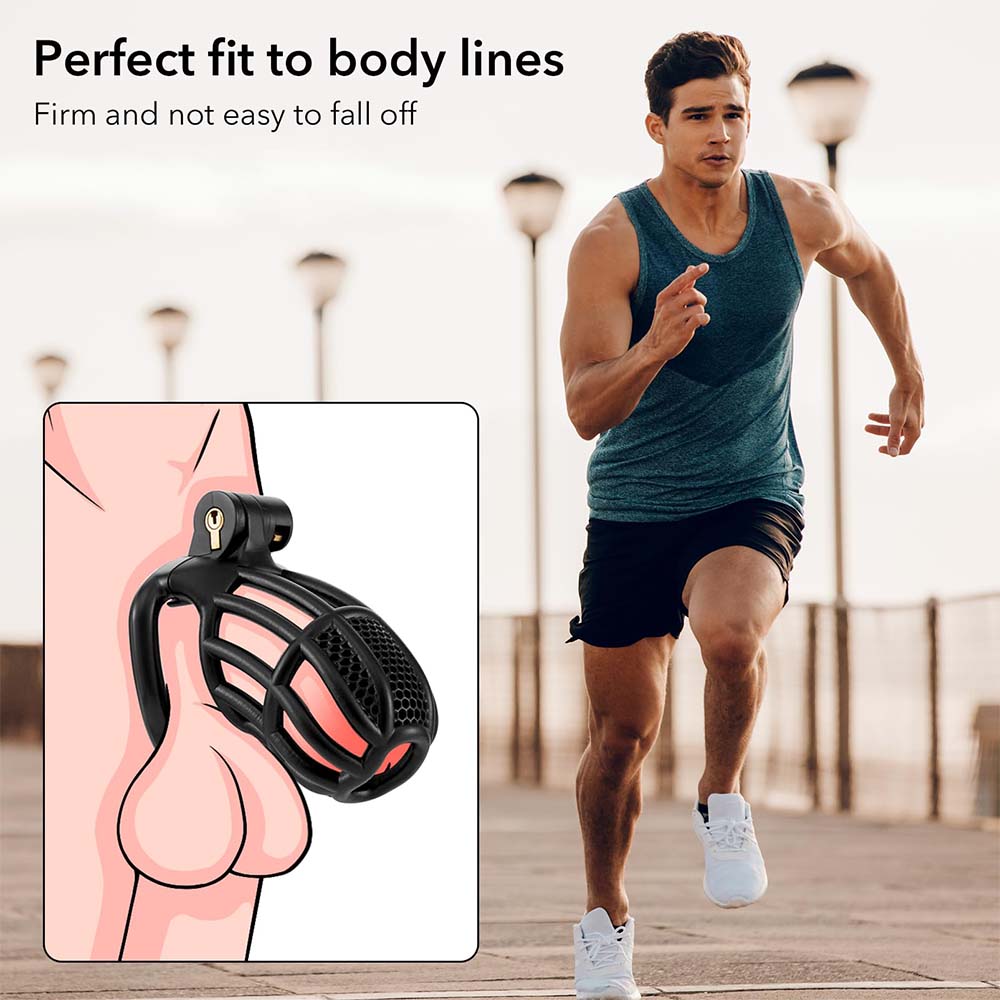 Male Chastity Device Cock - Adult Sex Toy For Male Penis Exercise With 4 Size Rings Invisible Lock And Key