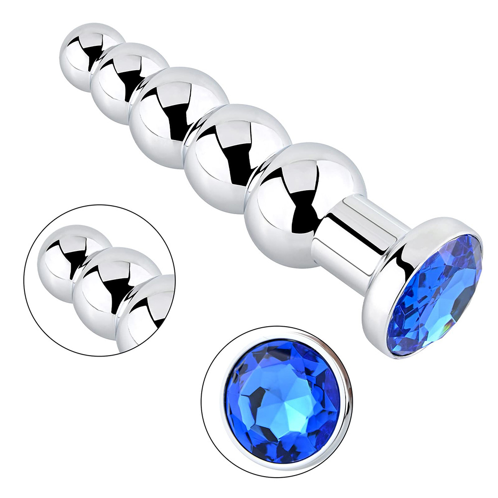 Blue Jewelry Metal Butt Plug Anal Trainer Anal Plug