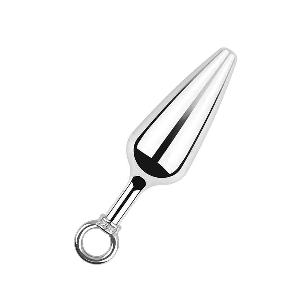 4-Pack Metallic Silver Butt Plug Set With Pull Ring Metal Butt Plug