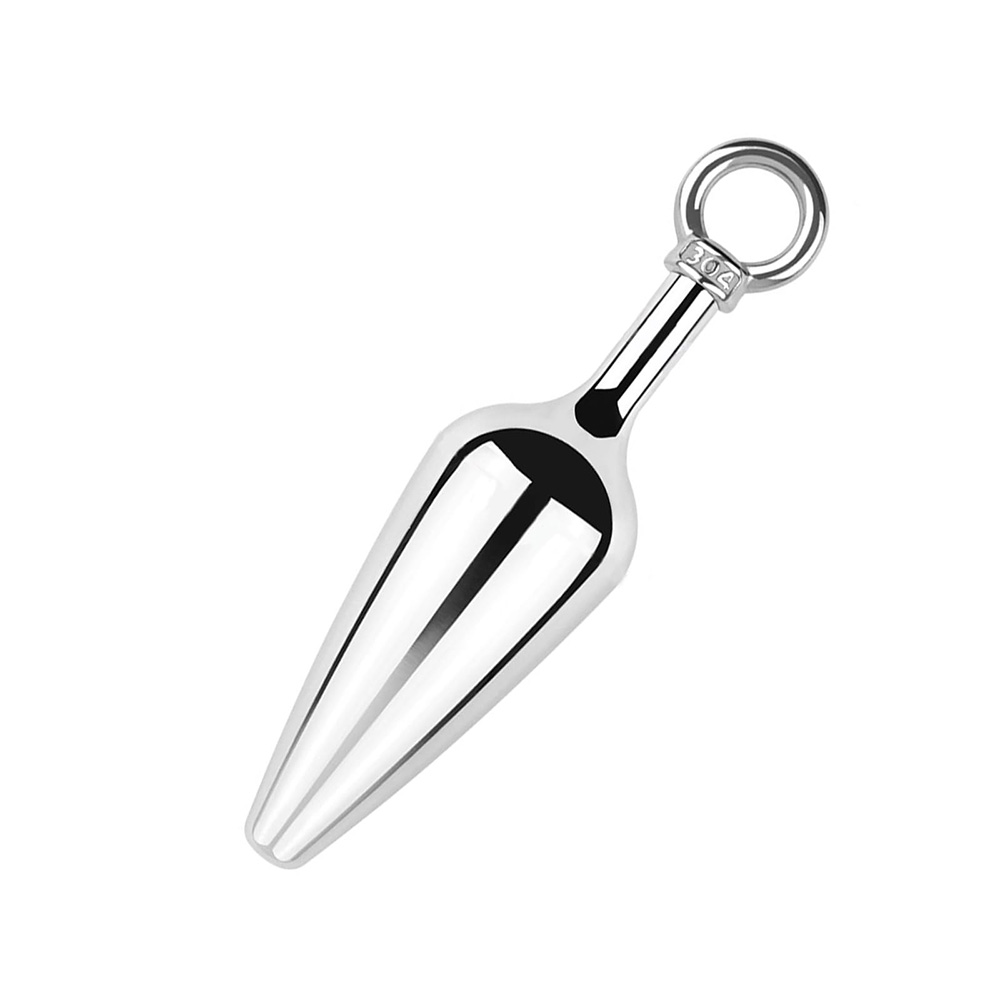 4-Pack Metallic Silver Butt Plug Set With Pull Ring Metal Butt Plug