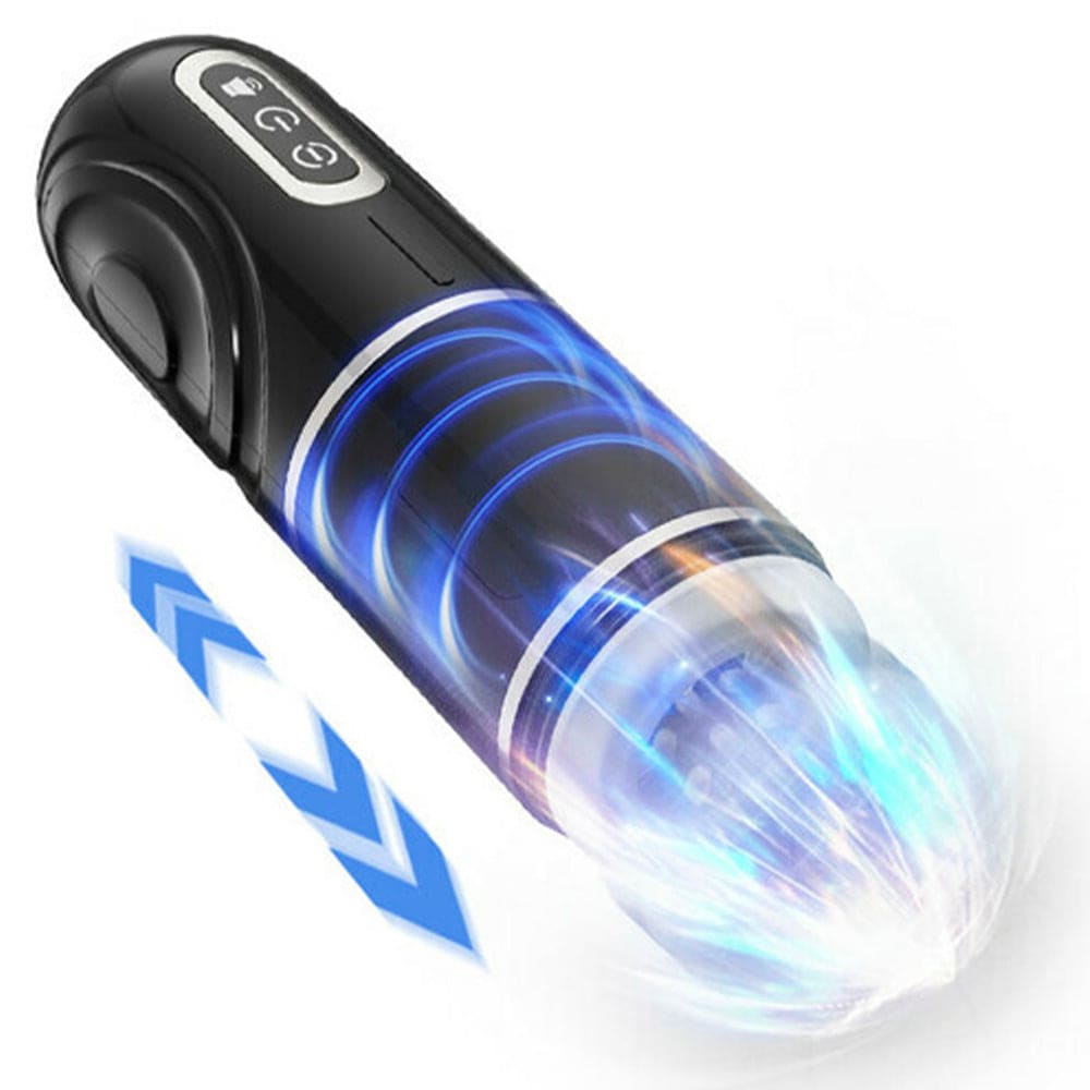 Chainsaw Male Automatic Male Masturbator - 7 Thrilling Thrusting Rotation Voice 3D Textured Male Sex Toy with Suction Base