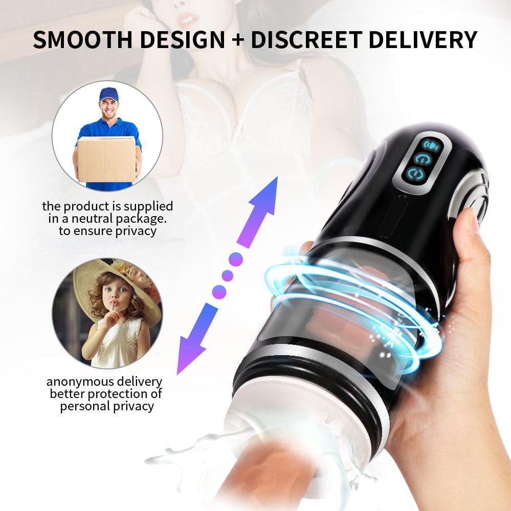 Chainsaw Male Automatic Male Masturbator - 7 Thrilling Thrusting Rotation Voice 3D Textured Male Sex Toy with Suction Base