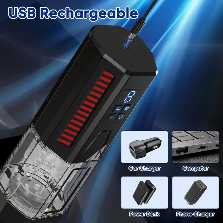 One-Touch Telescopic Sucking And Vibrating Male Masturbator