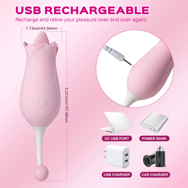10 Frequency Vibrator Rose Tongue Licking with Vibrating Egg
