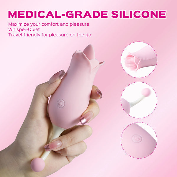10 Frequency Vibrator Rose Tongue Licking with Vibrating Egg