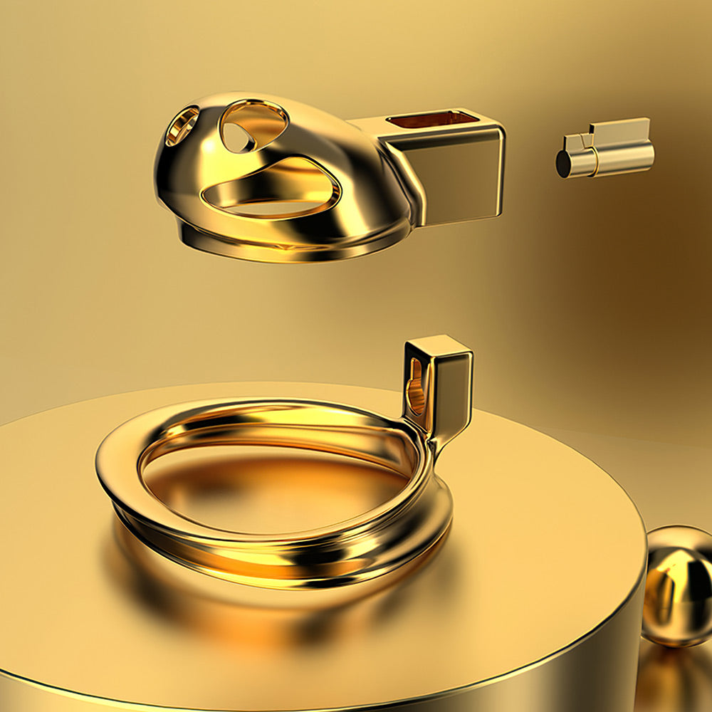 Gold Beatles Men's Penis Training Chastity Cage