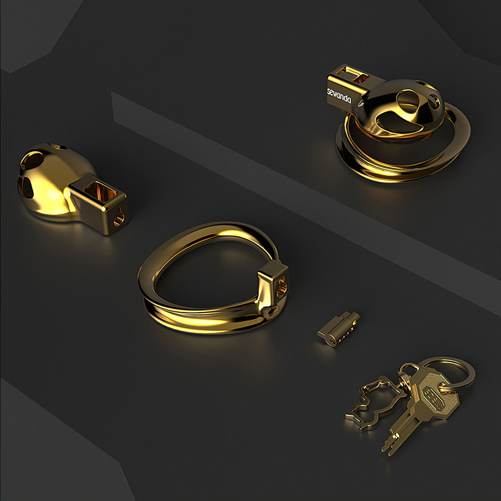 Gold Beatles Men's Penis Training Chastity Cage