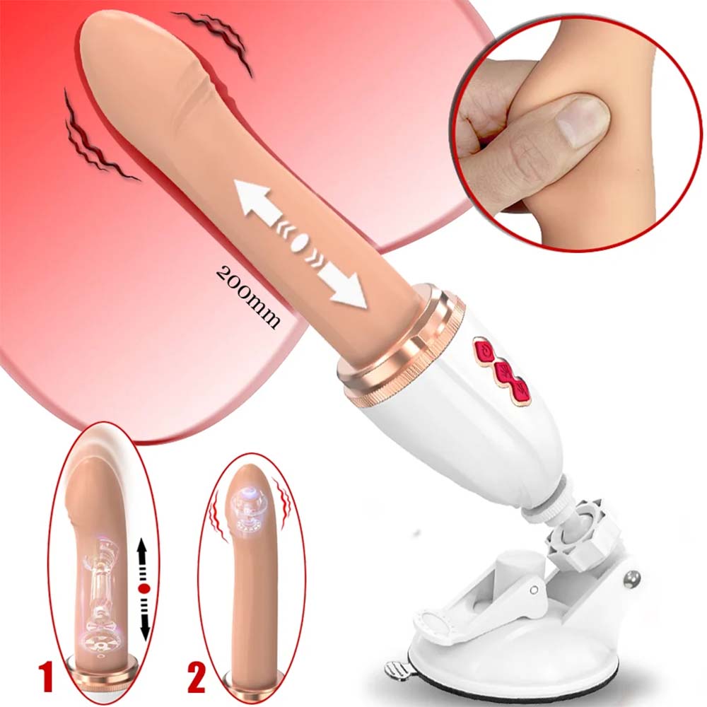 Hands-Free 2-In-1 Fully Automatic Telescopic Vibrating Dildo
