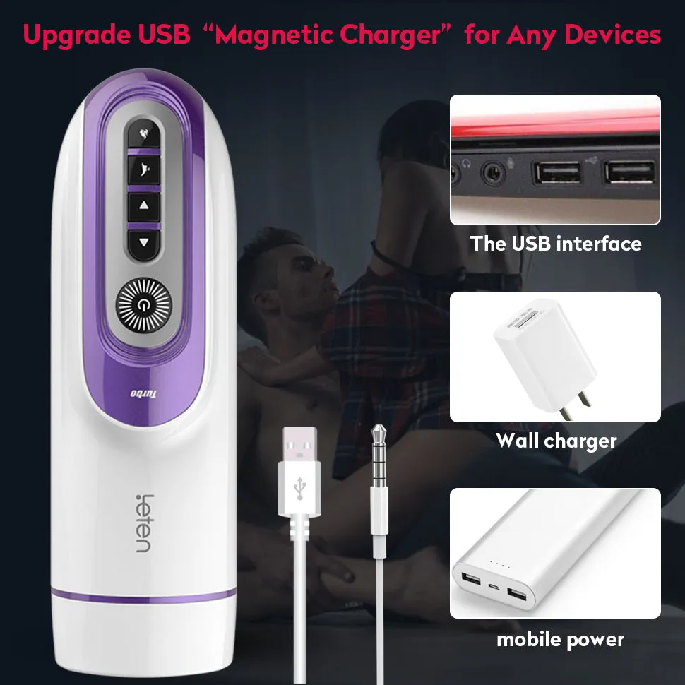 Leten 7 Thrusting Rotation sucking Male Masturbator smart voice with Suction Base