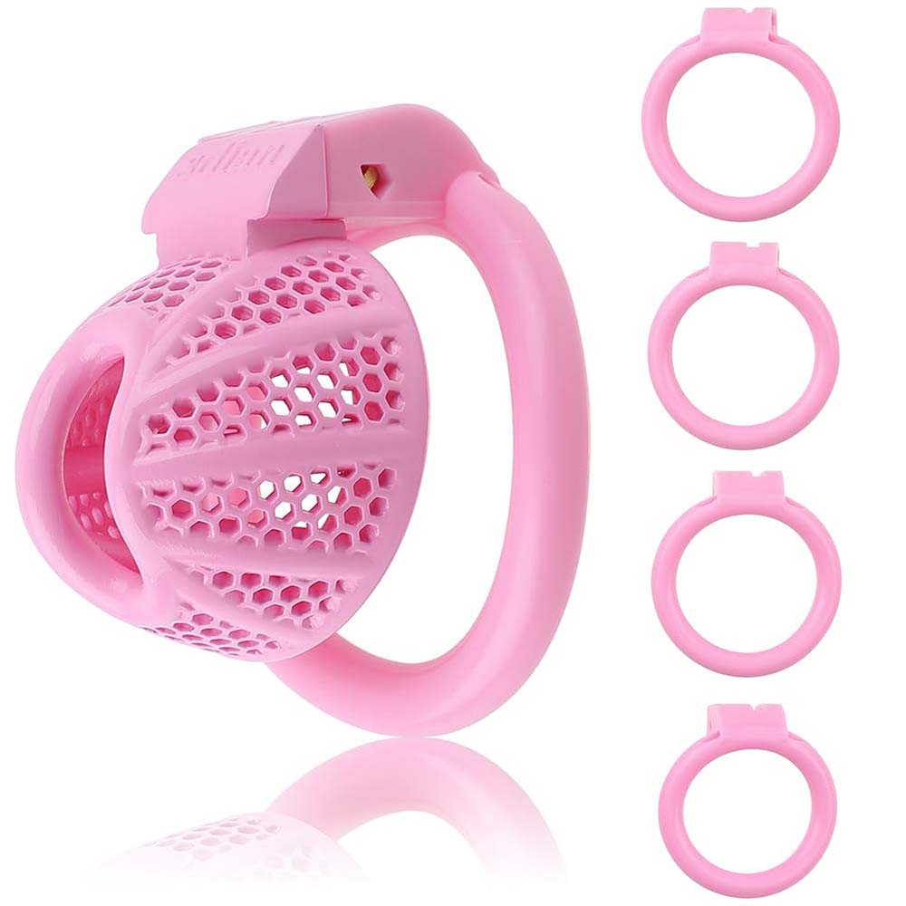 Male Chastity Device Cage - Ultra Small Lightweight Pink Metal Chastity Cage