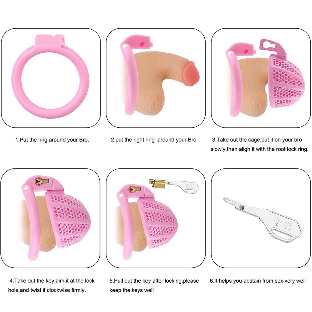 Male Chastity Device Cage - Ultra Small Lightweight Pink Metal Chastity Cage