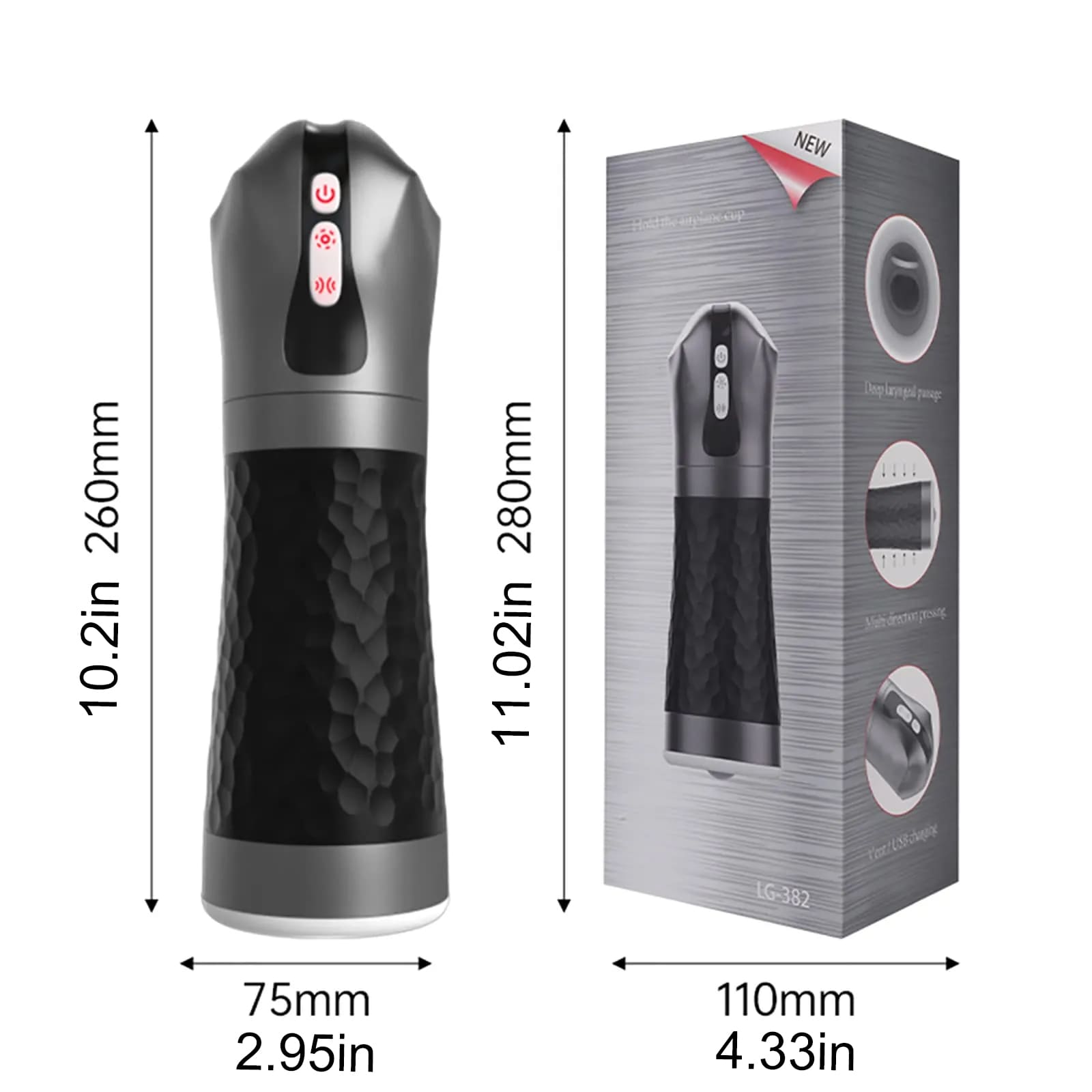 LUOGE 10 Vibrating 5 Sucking Male Masturbator Penis Training & Tongue Lick Testicles 2 in 1, Heating Voice Blowjob Toy