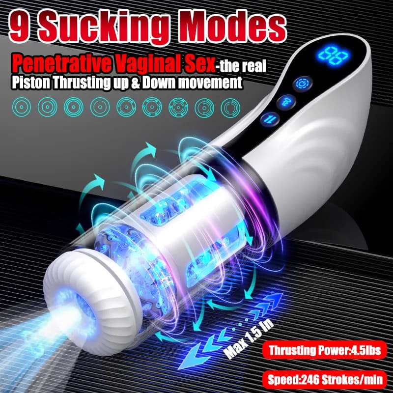 2 In 1 Fully Automatic LCD Telescopic Rotating Male Airplane Masturbator