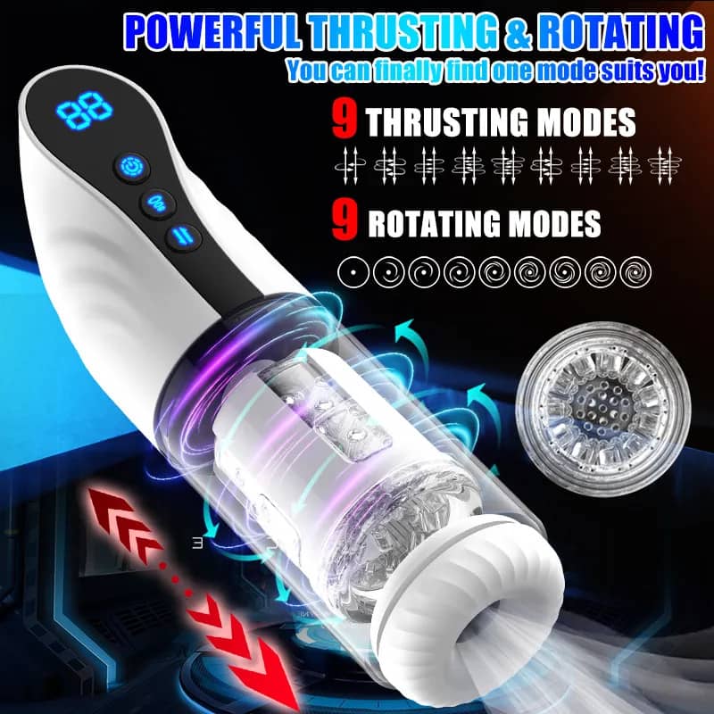 2 In 1 Fully Automatic LCD Telescopic Rotating Male Airplane Masturbator