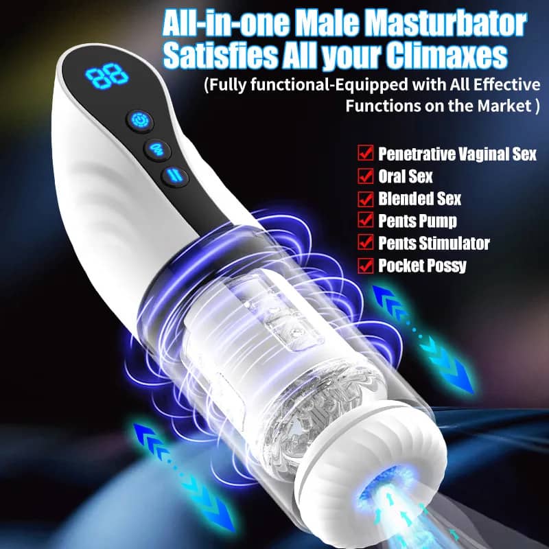 2 In 1 Fully Automatic LCD Telescopic Rotating Male Airplane Masturbator