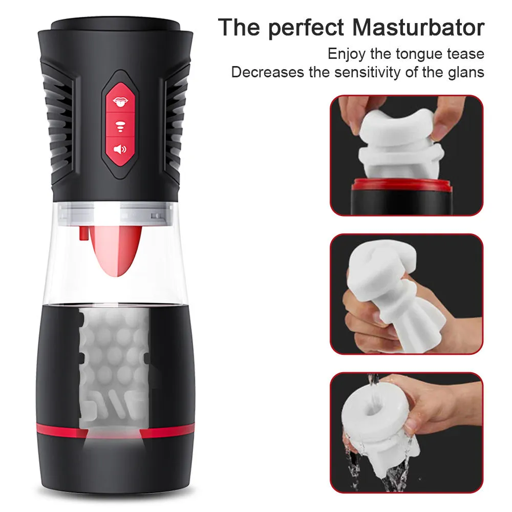 UXOL-New Tongue Licking and Sucking Electric Voice Silicone Male Airplane Masturbator