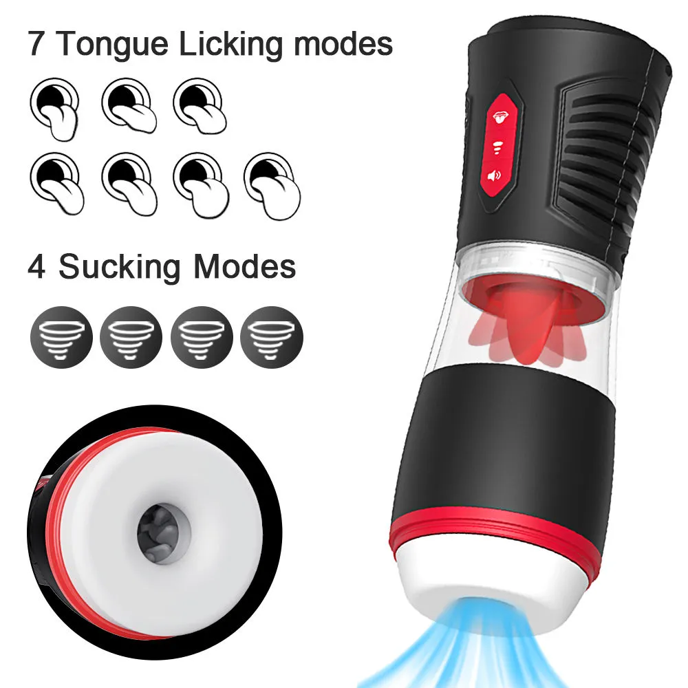 UXOL-New Tongue Licking and Sucking Electric Voice Silicone Male Airplane Masturbator
