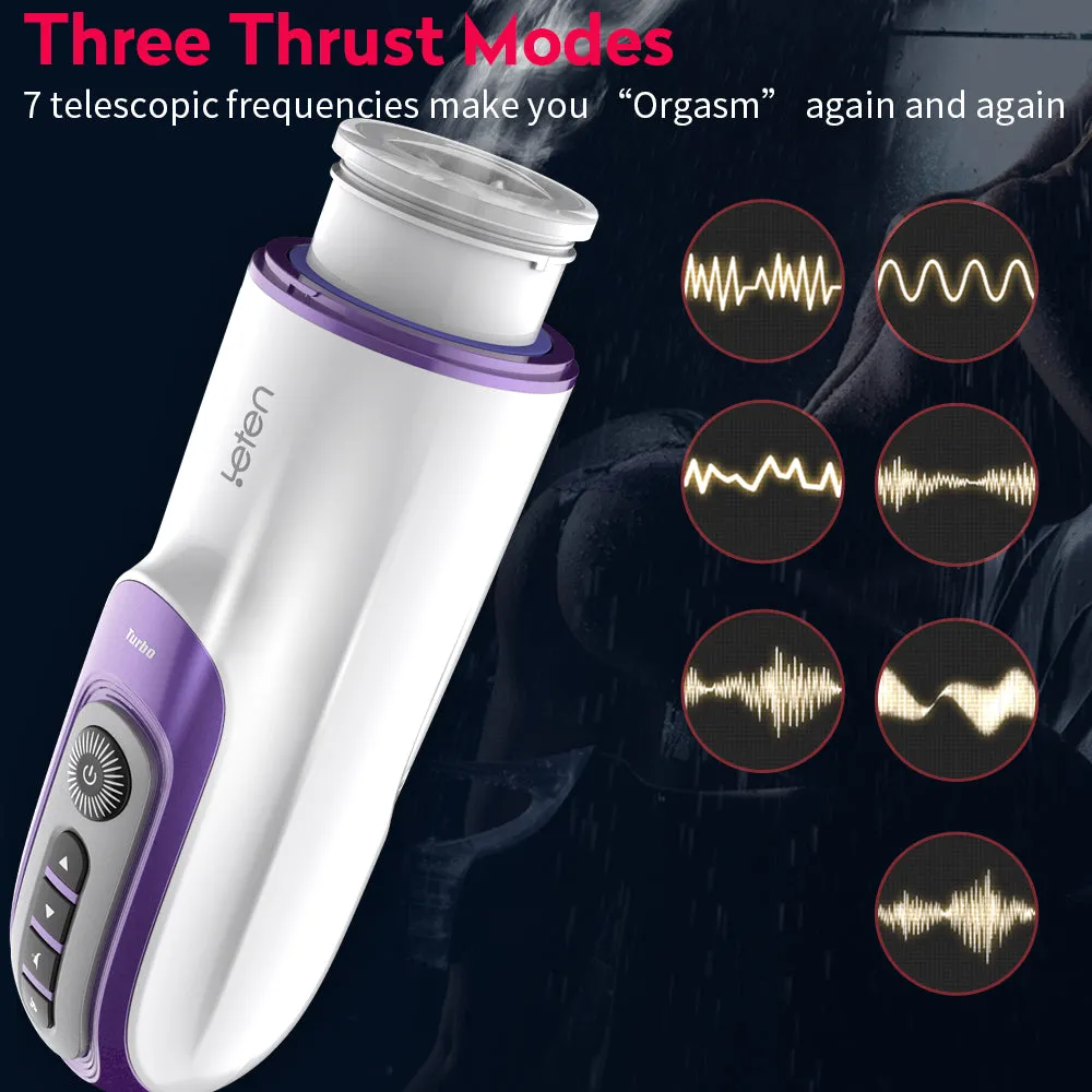 Leten 7 Thrusting Rotation sucking Male Masturbator smart voice with Suction Base