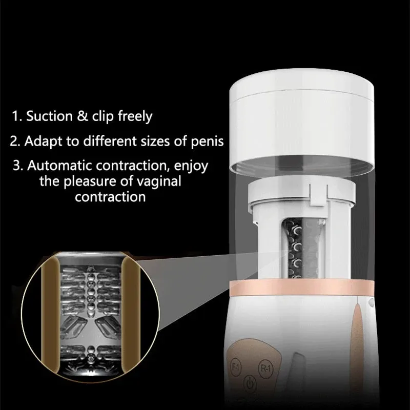 ThunderRush Automatic Telescopic Air Bag Men's Masturbation Cup with 10 Vibrations 5 Speeds 4d Channel with Suction Base