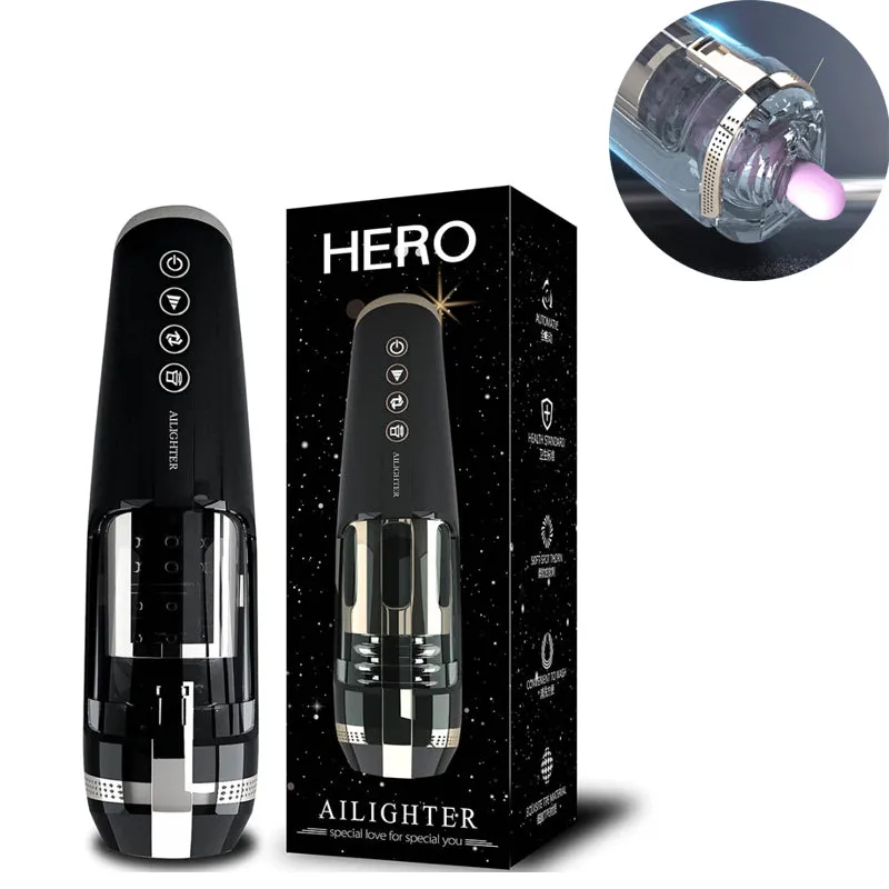 Hero 6 Thrusting Self-Heating Automatic Male Masturbator with 3D Textured Sleeve Heating Mens Sex Toy Male Stroker