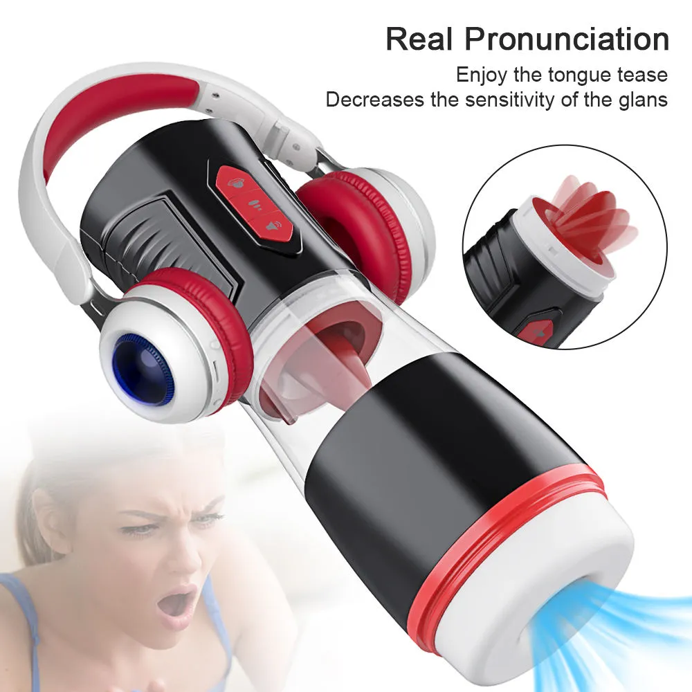 UXOL-New Tongue Licking and Sucking Electric Voice Silicone Male Airplane Masturbator