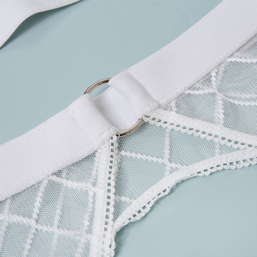 Sexy Erotic Lingerie Plaid Brief Sets Lace Bra And Panty