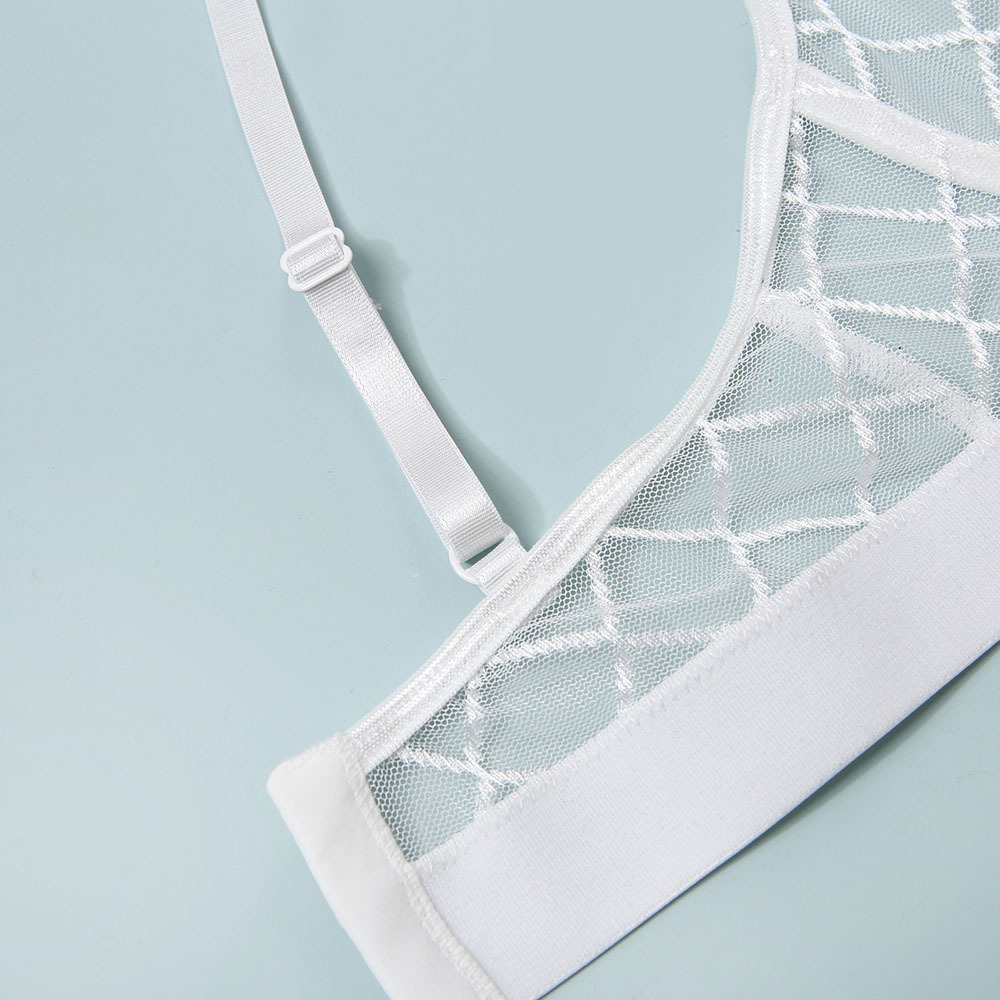 Sexy Erotic Lingerie Plaid Brief Sets Lace Bra And Panty