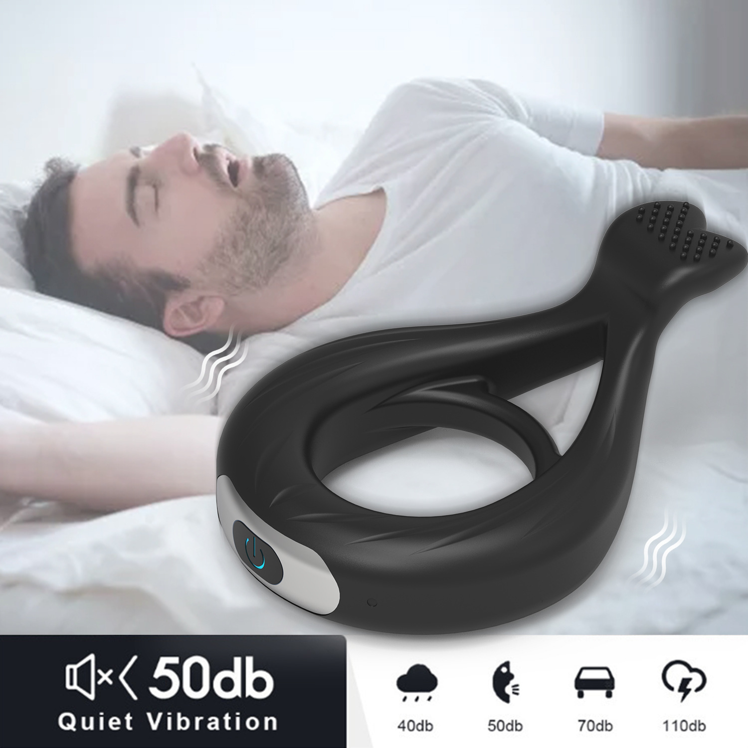 Thumb Design Remote Vibrating Cock Ring