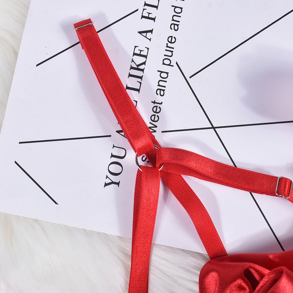 Bowknot Satin Sex Lingerie With Leg Rings