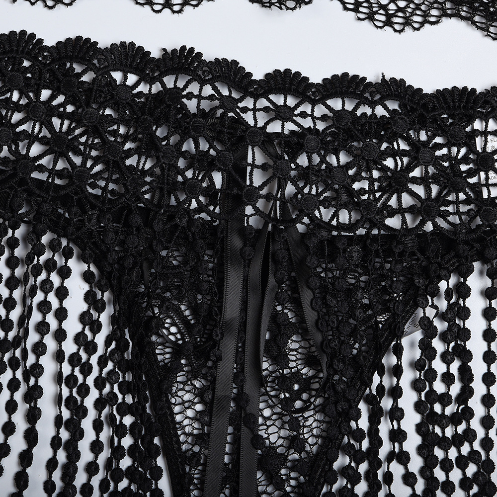 Sexy Underwear 5-piece Tassel Waist Lace Splicing With Glove