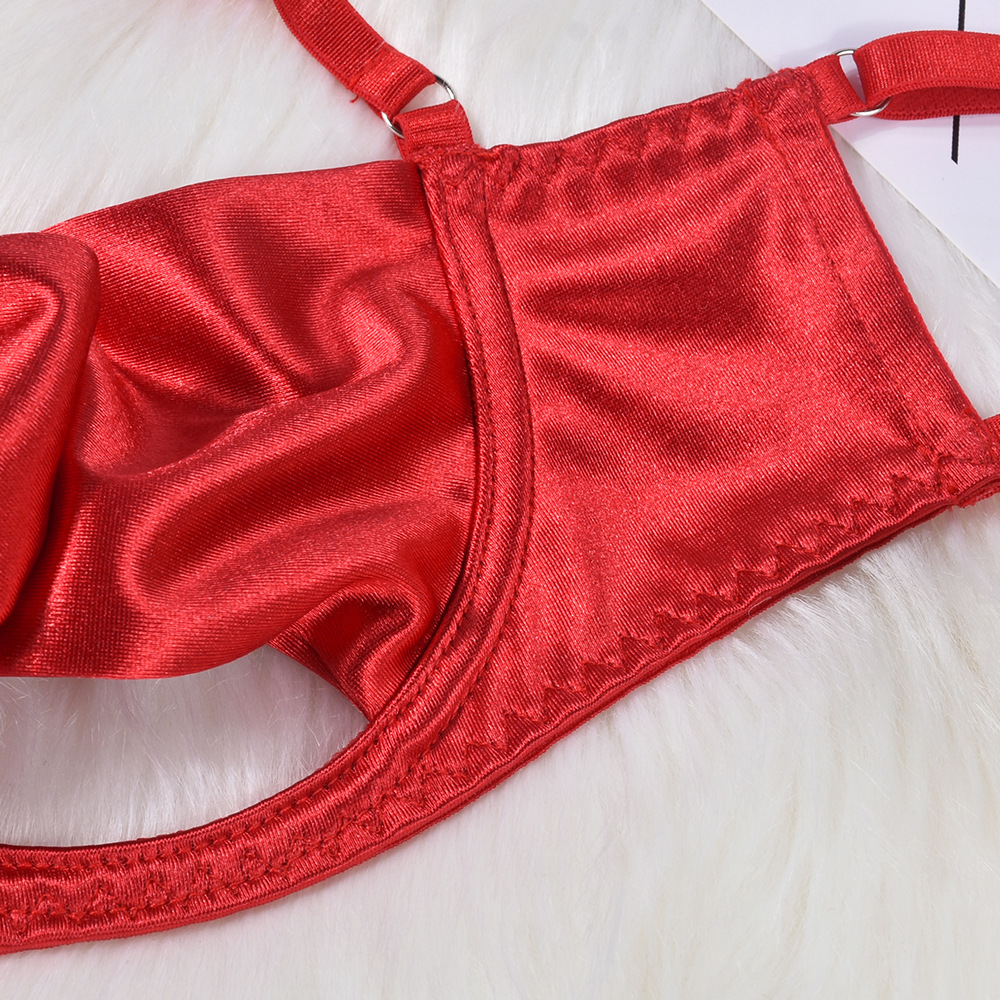 Bowknot Satin Sex Lingerie With Leg Rings