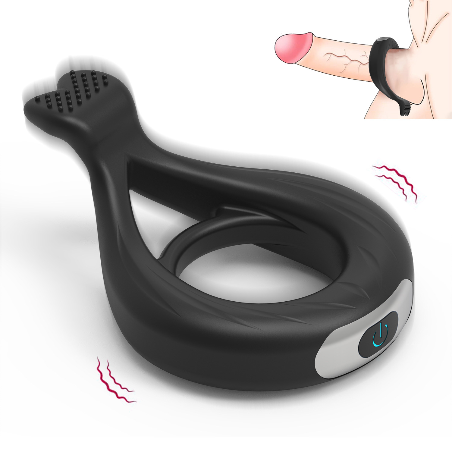 Thumb Design Remote Vibrating Cock Ring
