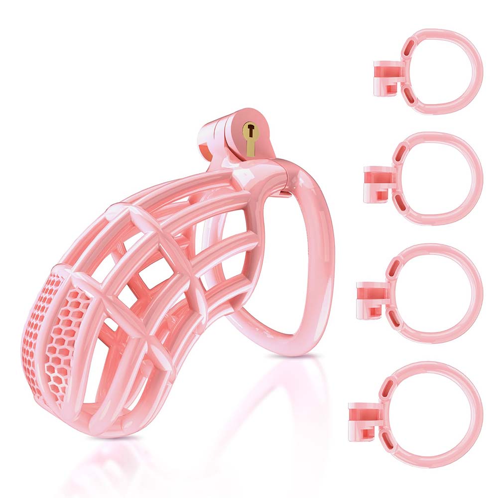 Male Chastity Device Cock - Adult Sex Toy For Male Penis Exercise With 4 Size Rings Invisible Lock And Key
