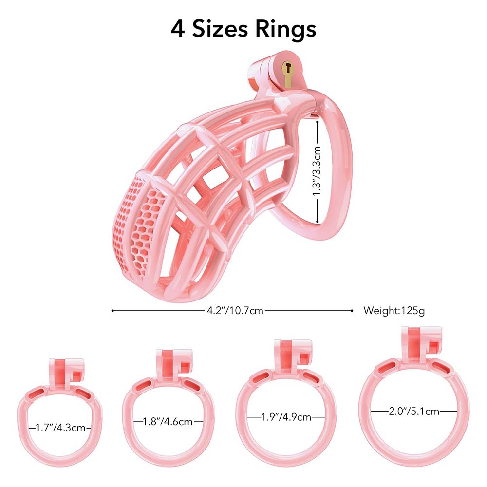Male Chastity Device Cock - Adult Sex Toy For Male Penis Exercise With 4 Size Rings Invisible Lock And Key