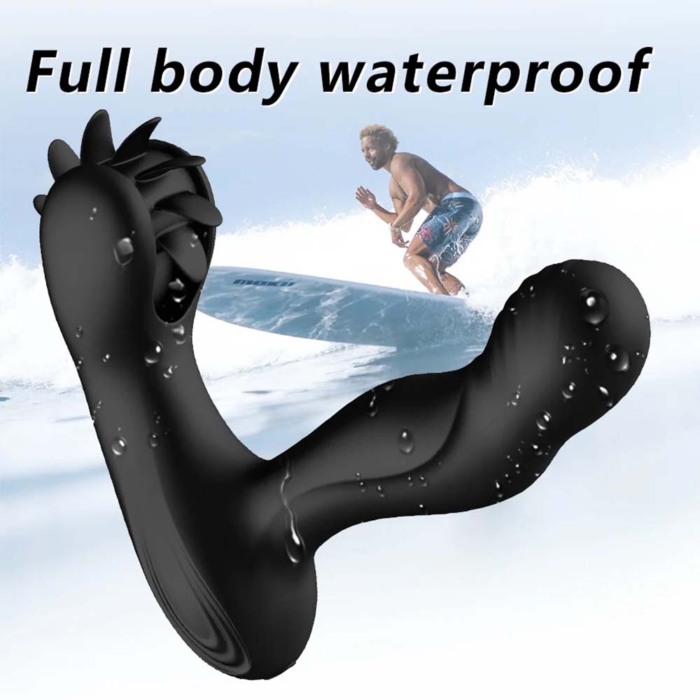 Remote Control Dual Vibrating Heated Tongue Licking Clitoris Stimulator Anal Plug