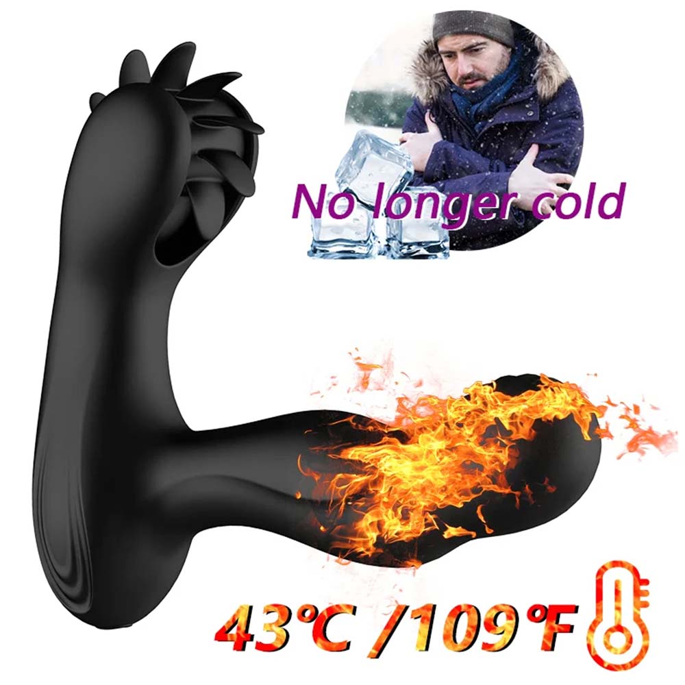 Remote Control Dual Vibrating Heated Tongue Licking Clitoris Stimulator Anal Plug