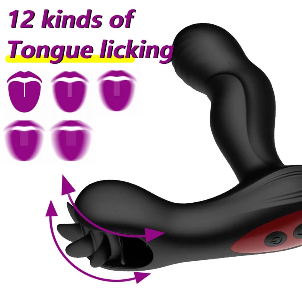 Remote Control Dual Vibrating Heated Tongue Licking Clitoris Stimulator Anal Plug