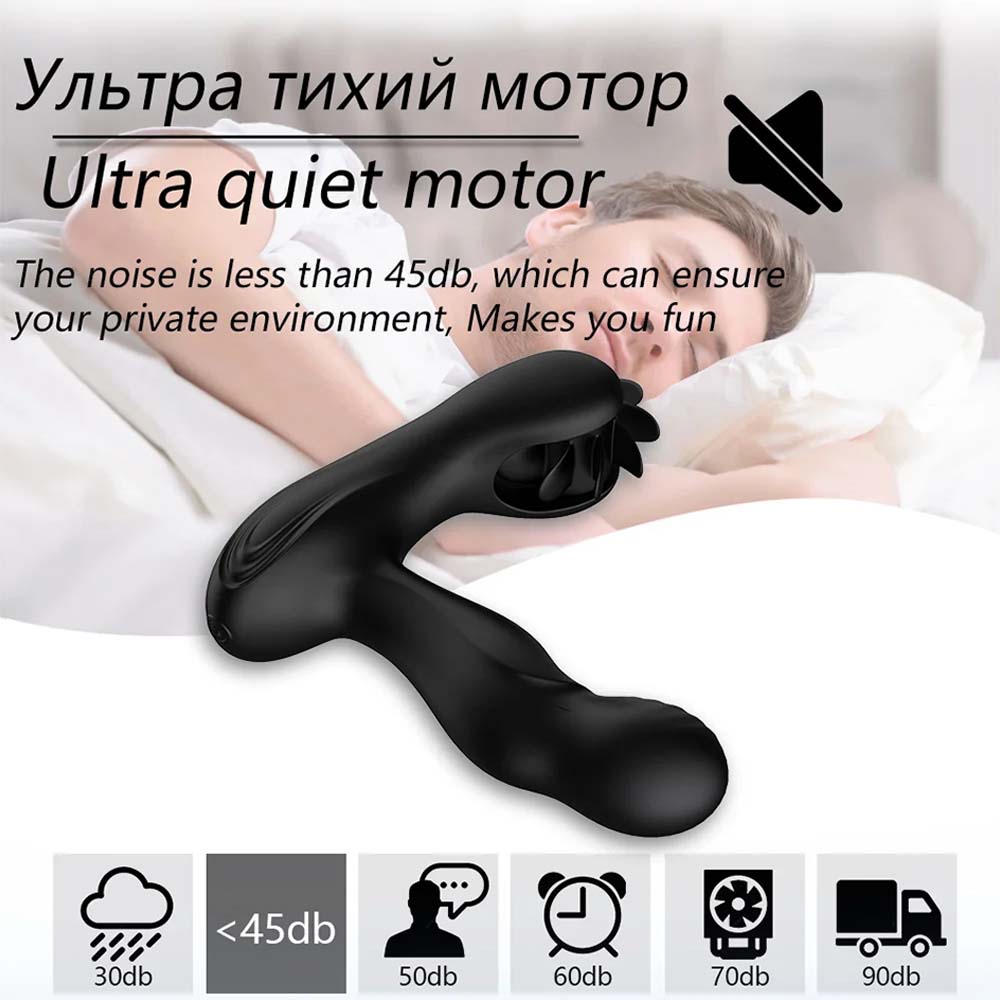 Remote Control Dual Vibrating Heated Tongue Licking Clitoris Stimulator Anal Plug