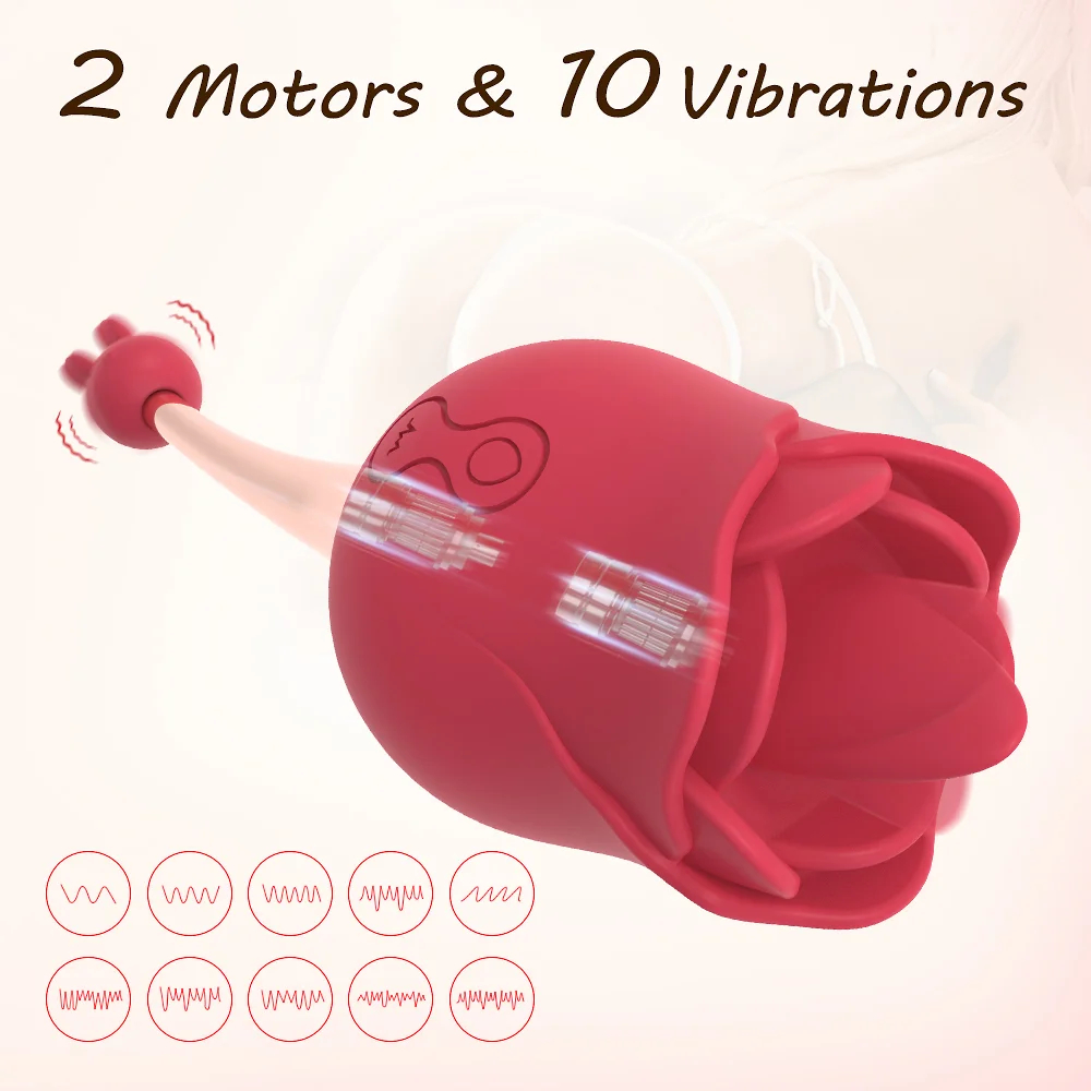 2 Motors & 10 Vibrations Rose Suction Vibrator Masturbation Massager