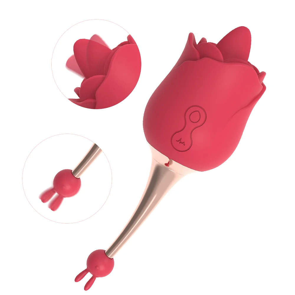 2 Motors & 10 Vibrations Rose Suction Vibrator Masturbation Massager
