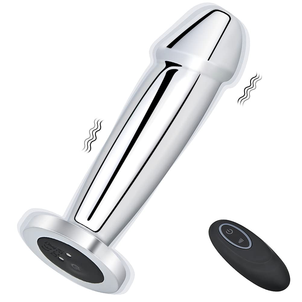 Metal Wireless Remote Control Imitation Dildo Vibrating Butt Plug