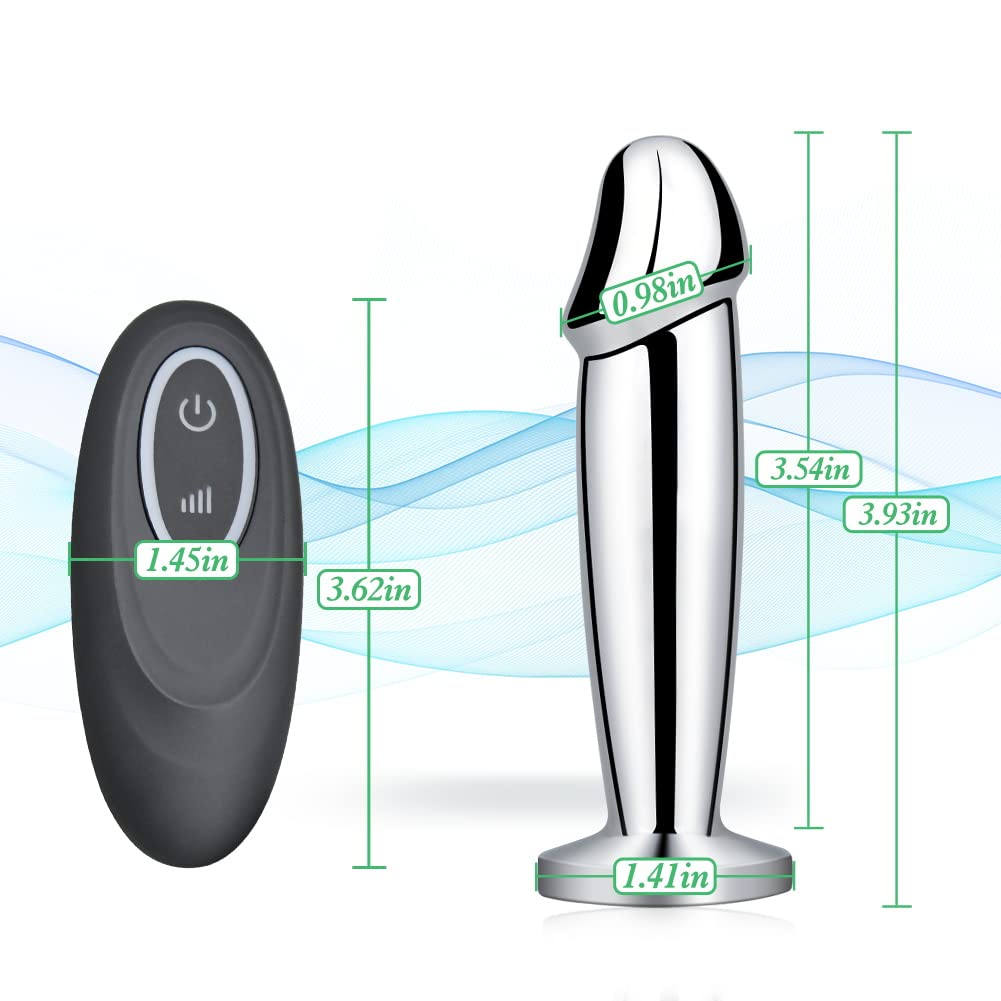 Metal Wireless Remote Control Imitation Dildo Vibrating Butt Plug