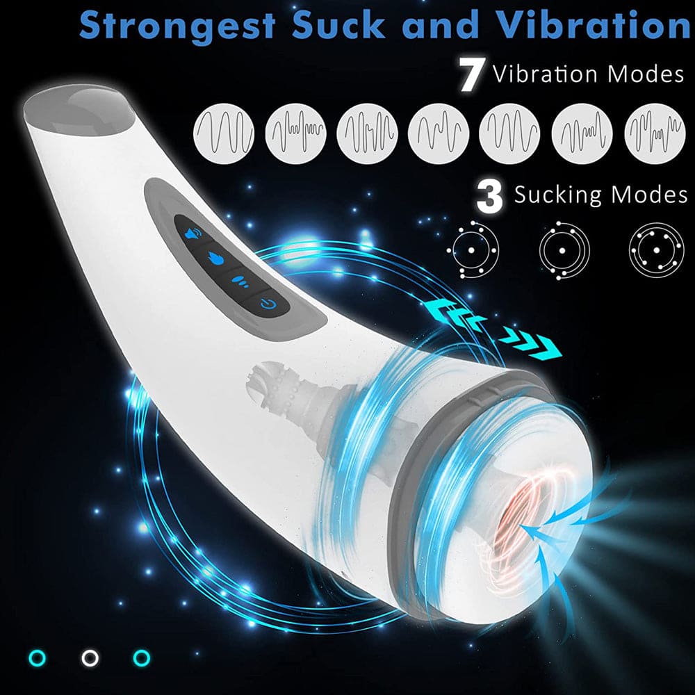 SparkSolo 7 Vibration 3 Sucking Smart Heating Automatic Male Masturbator Hands Free Blowjob Pleasure Realistic Textured Ultra-Soft Blowjob Toy