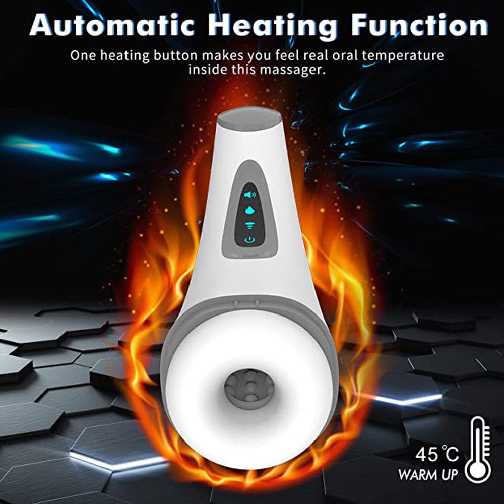 SparkSolo 7 Vibration 3 Sucking Smart Heating Automatic Male Masturbator Hands Free Blowjob Pleasure Realistic Textured Ultra-Soft Blowjob Toy