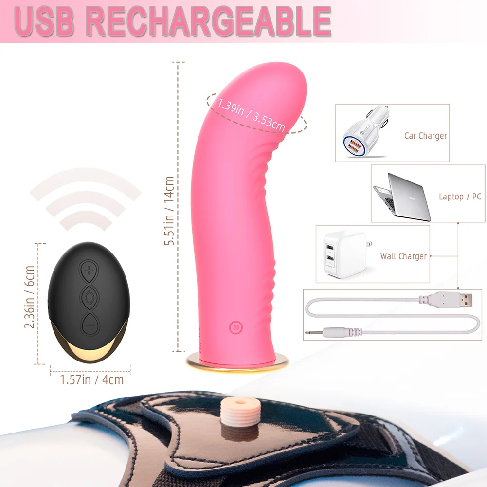 Wireless Remote Control Charging Female Wearable Silicone Vibrator Dildo