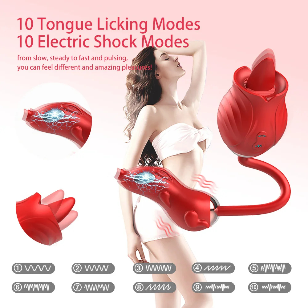 Rose Double Tongue Licking Vibrating Egg